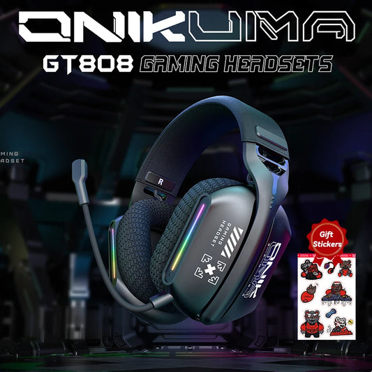 GT808 2.4Ghz Wireless Gaming Headset Noise Cancelling Earphone Headset for PS5 PS4 PC Mac Gaming Headphones with Mic RGB