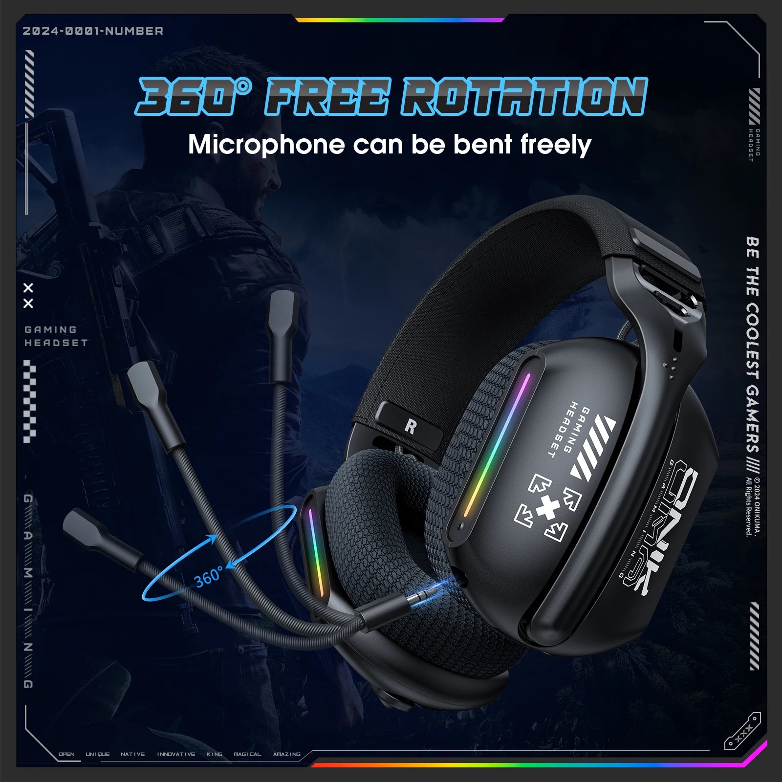 GT808 2.4Ghz Wireless Gaming Headset Noise Cancelling Earphone Headset for PS5 PS4 PC Mac Gaming Headphones with Mic RGB