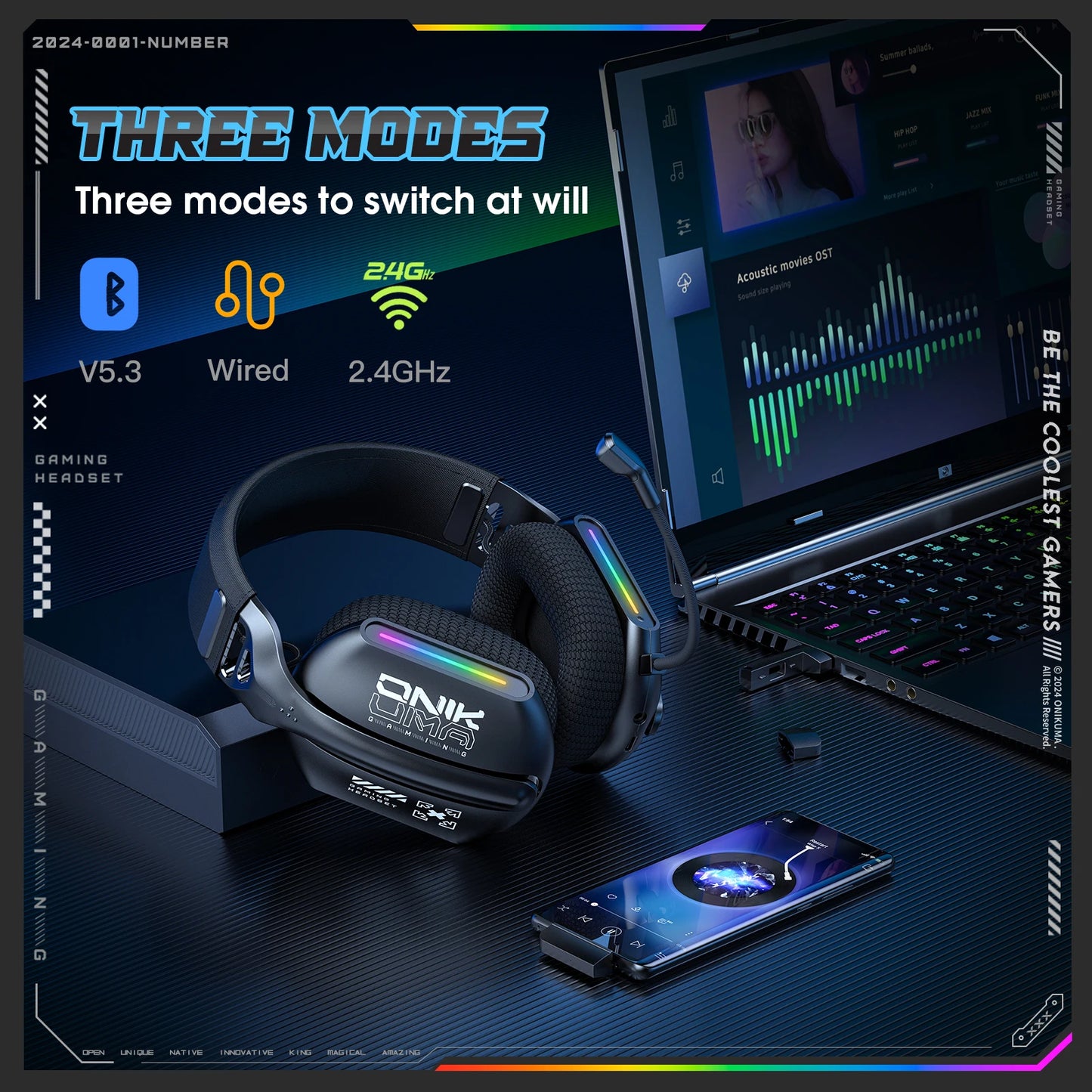 GT808 2.4Ghz Wireless Gaming Headset Noise Cancelling Earphone Headset for PS5 PS4 PC Mac Gaming Headphones with Mic RGB