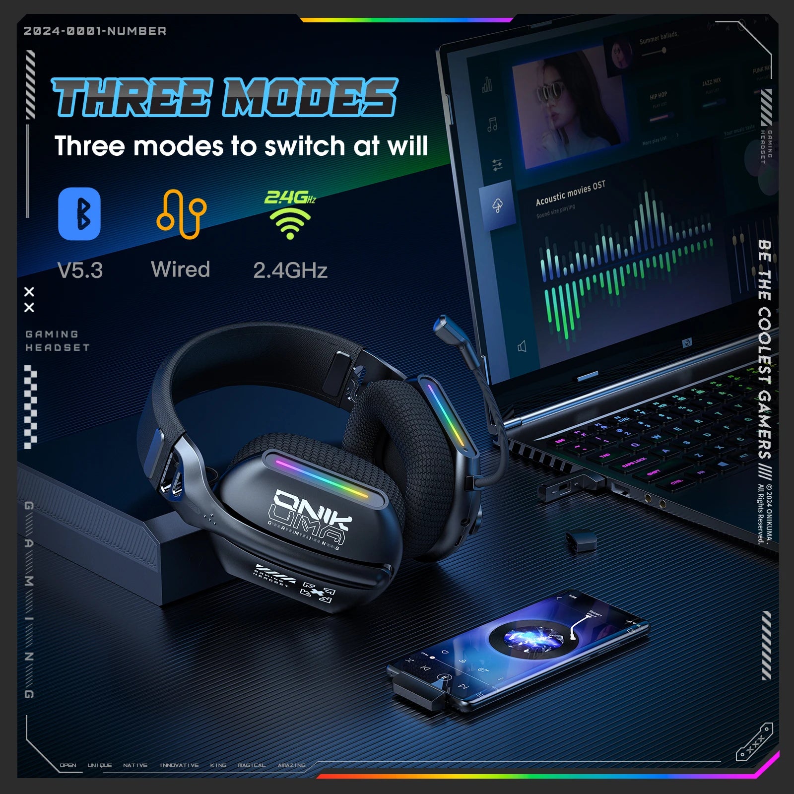 GT808 2.4Ghz Wireless Gaming Headset Noise Cancelling Earphone Headset for PS5 PS4 PC Mac Gaming Headphones with Mic RGB